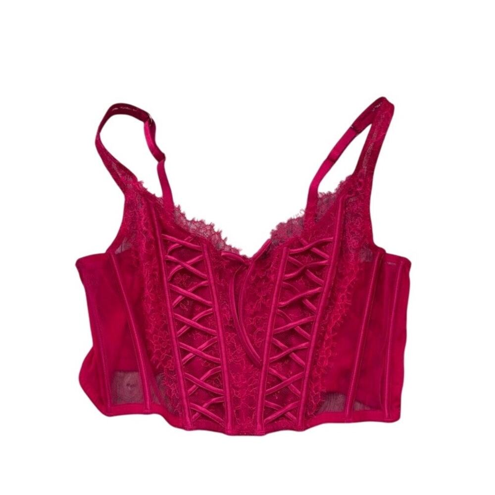 Victoria's Secret Red Lace Corset Bra Bustier Fairy Coquette XL
